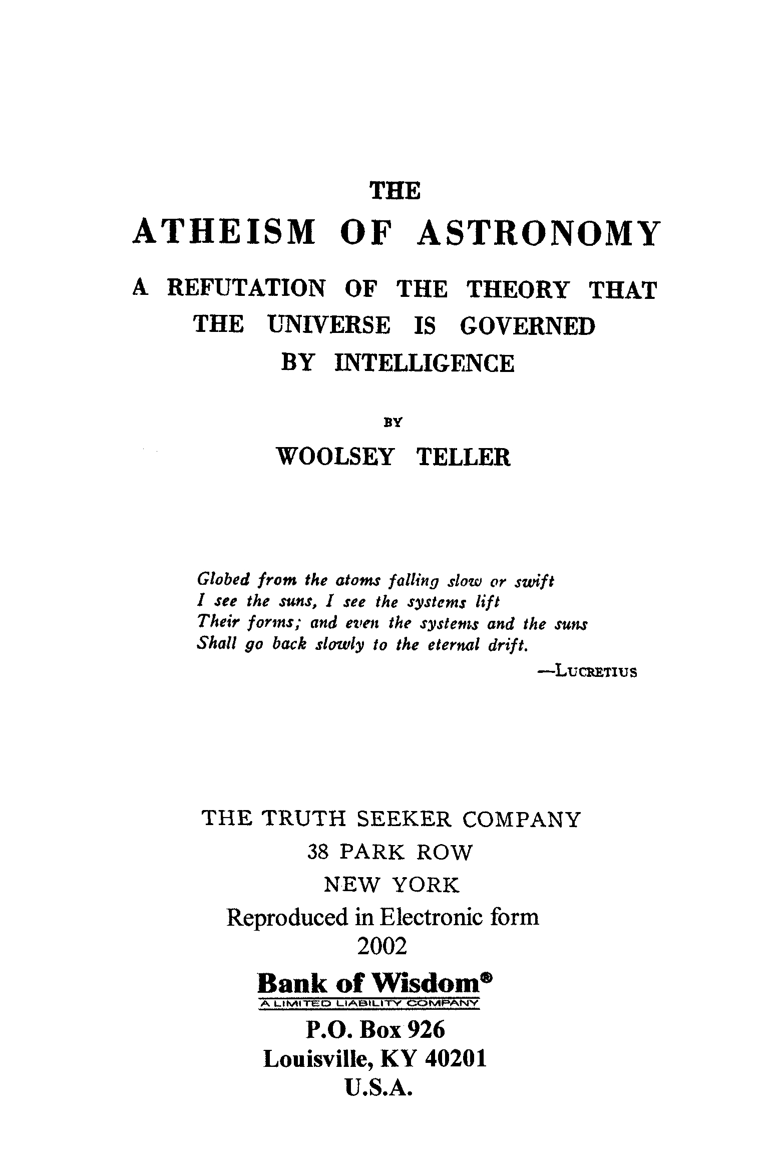 (image for) The Atheism of Astronomy